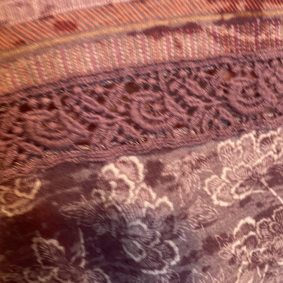 Prana lightweight/sheer long sleeve tee with boho purple print & embroidery xs - Picture 5 of 6